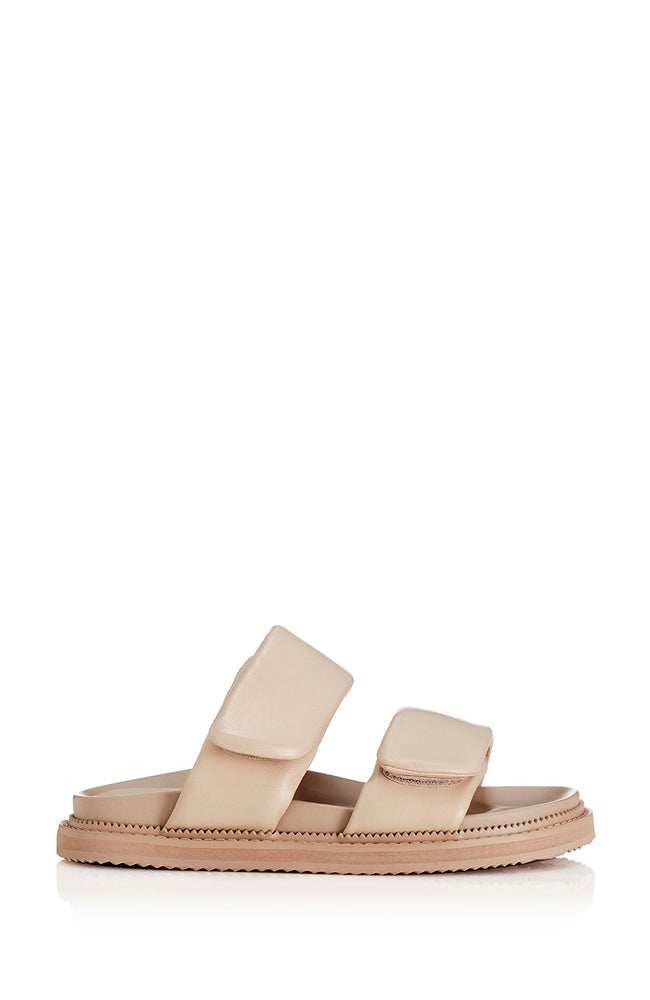 Cream leather online slides