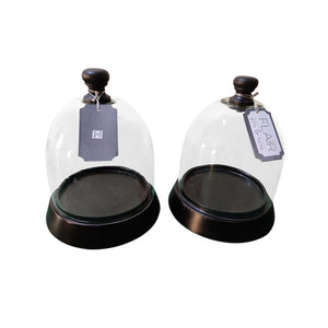 Black/Glass Cloche Cake Stand - Large