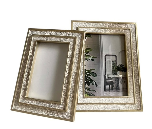 Shagreen Cream & Gold Frame - 5x7"