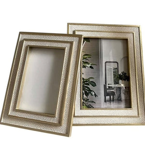 Shagreen Cream & Gold Frame - 5x7"