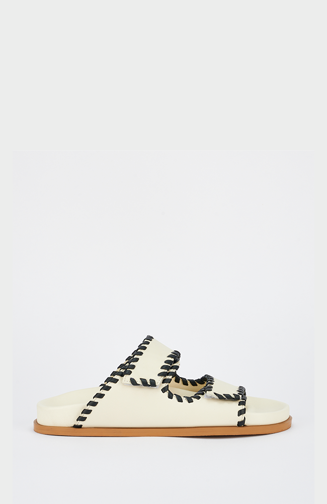 Fontelina Slide - Off White Black Trim