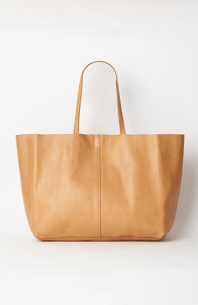 Unlined Leather Tote - Tan