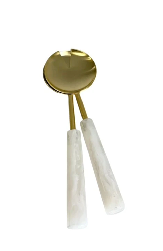 Gold Alabaster Salad Servers