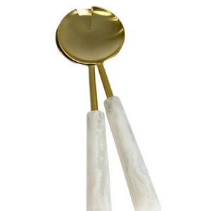 Gold Alabaster Salad Servers