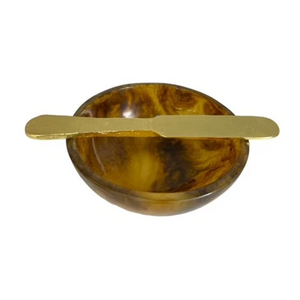 Resin Dip Bowl with Knife - Tortoise Shell