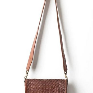 Hut Weave Crossbody Bag - Cognac