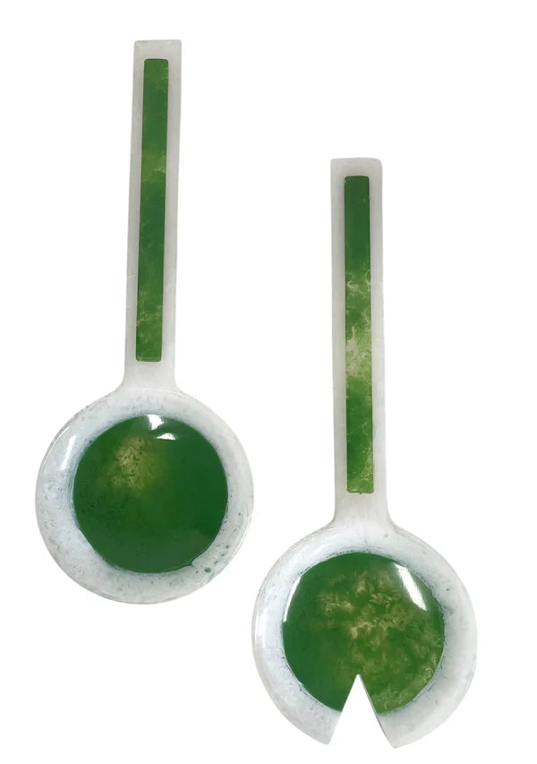 Porto Green & White Resin Salad Servers