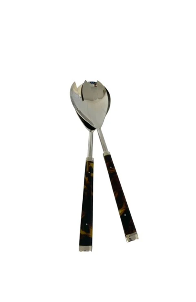 Tortise Shell & Steel Salad Servers