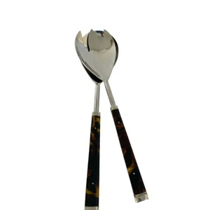 Tortise Shell & Steel Salad Servers