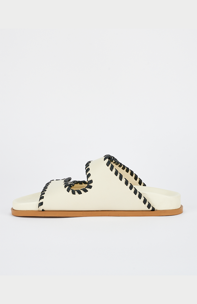 Fontelina Slide - Off White Black Trim