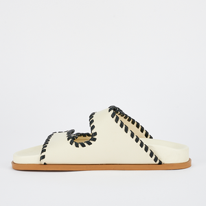 Fontelina Slide - Off White Black Trim