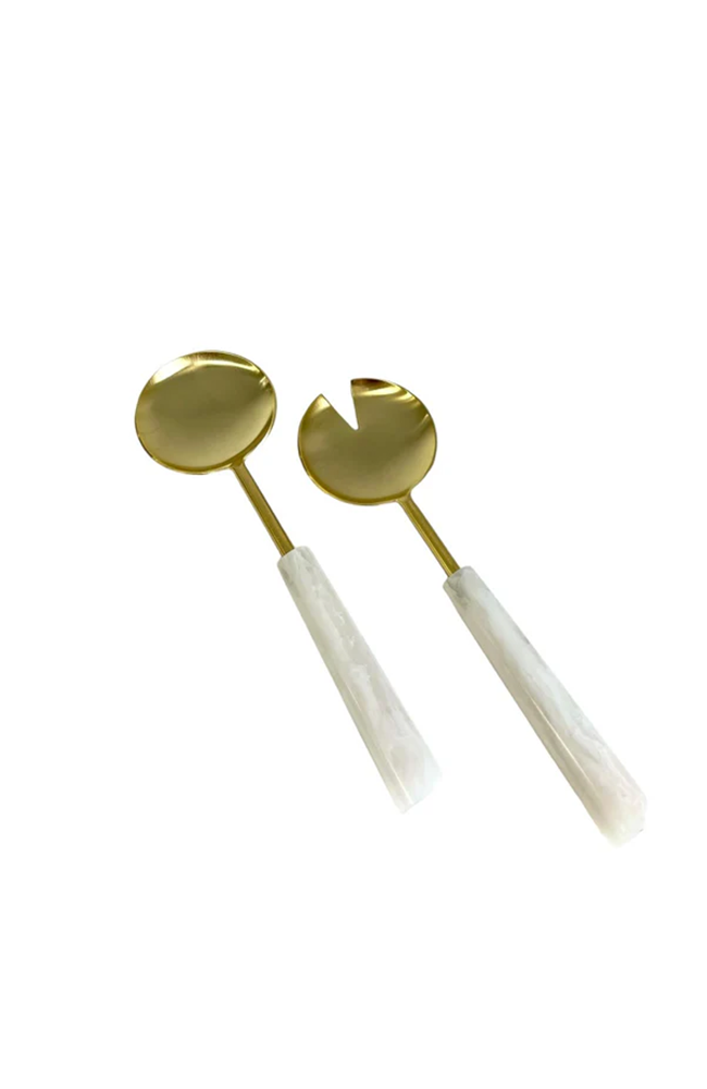 Gold Alabaster Salad Servers