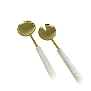 Gold Alabaster Salad Servers