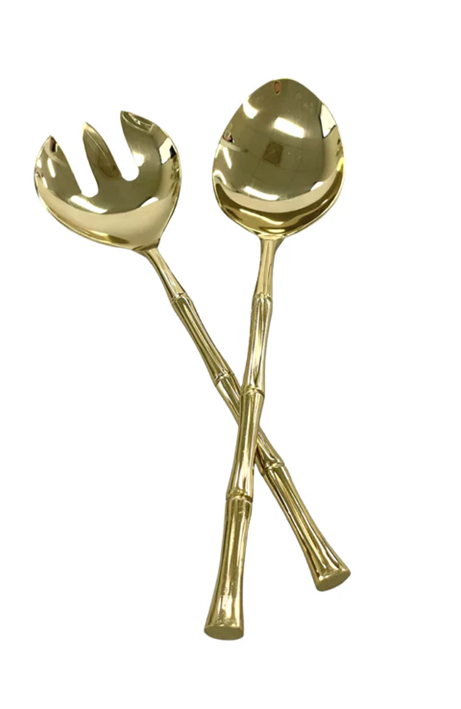 Gold Bamboo Salad Servers