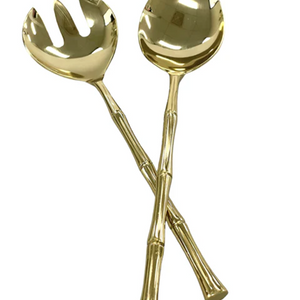 Gold Bamboo Salad Servers