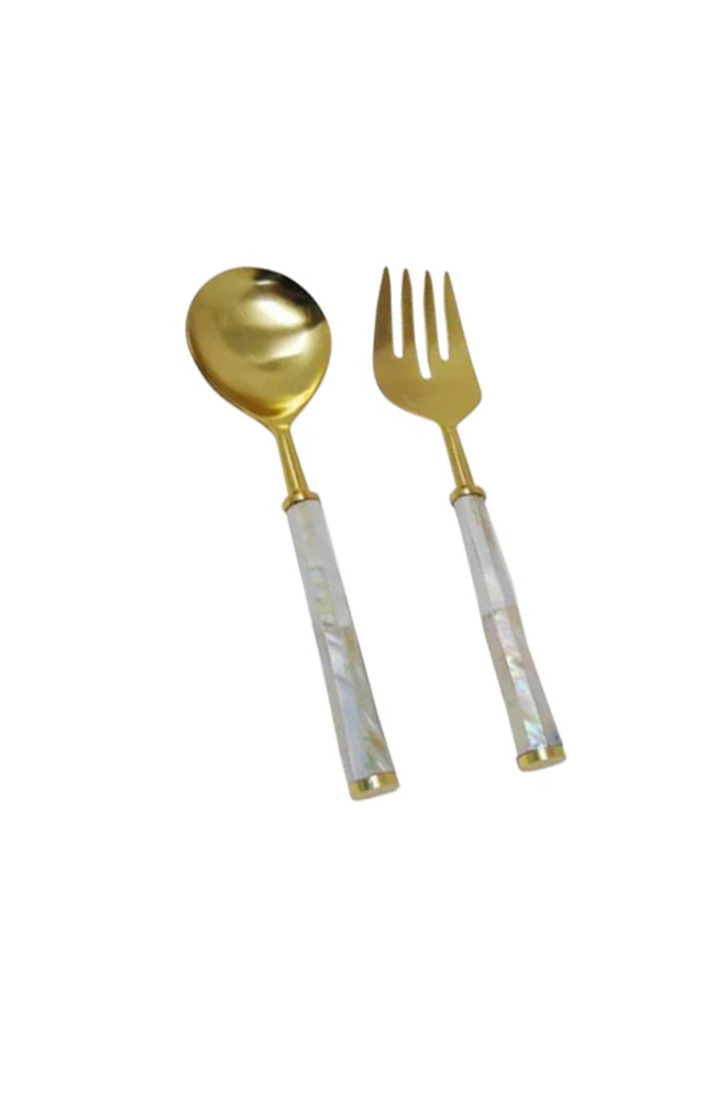 Gold Mother of Pearl Salad Servers