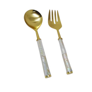 Gold Mother of Pearl Salad Servers