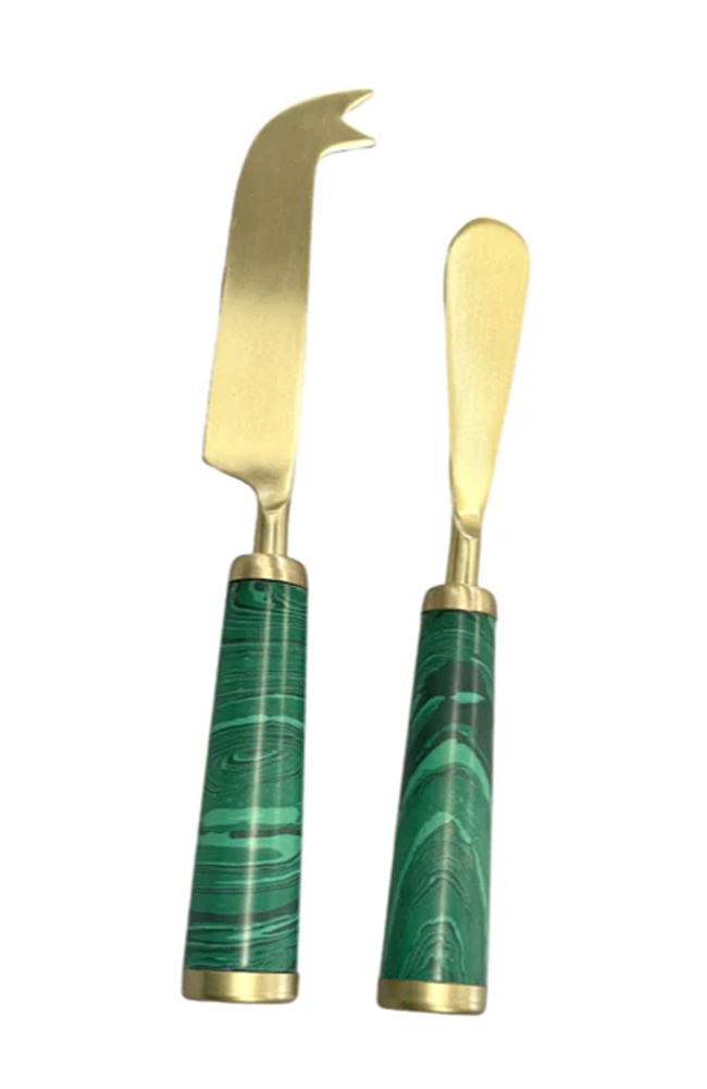 Gold Green Marble Cheese Set