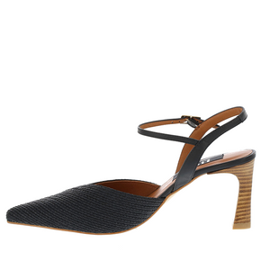 Pointed Kitten Heel - Negro Raffia