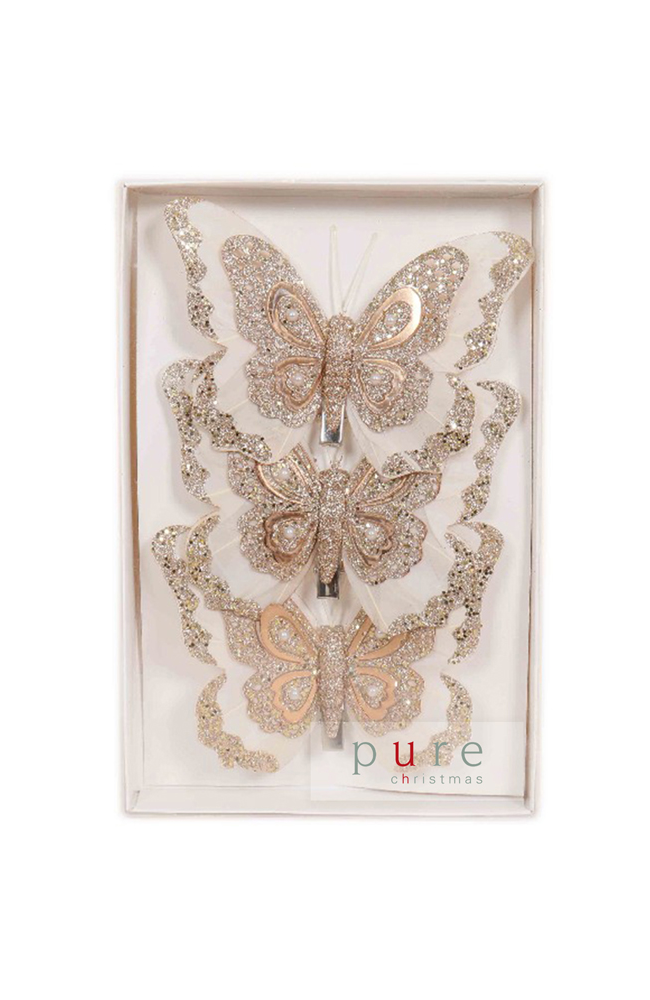 Feather Butterfly Pack 3 Cream Champagne