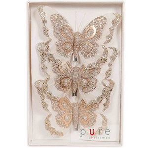 Feather Butterfly Pack 3 Cream Champagne