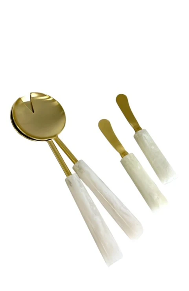 Gold Alabaster Salad Servers