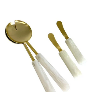 Gold Alabaster Salad Servers