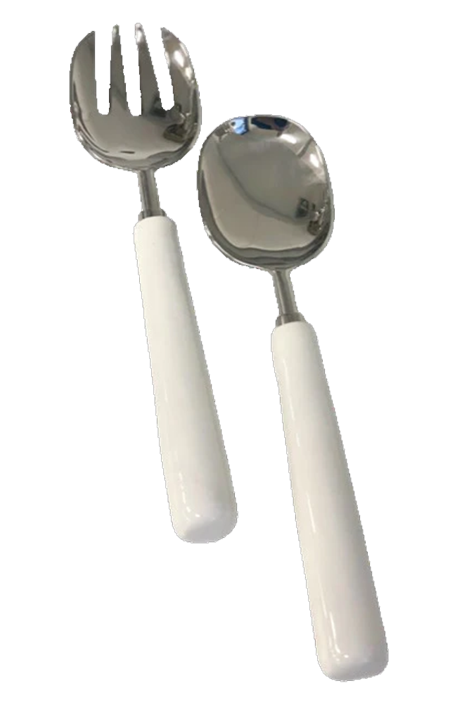 Nickel Enamel Salad Servers