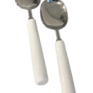 Nickel Enamel Salad Servers