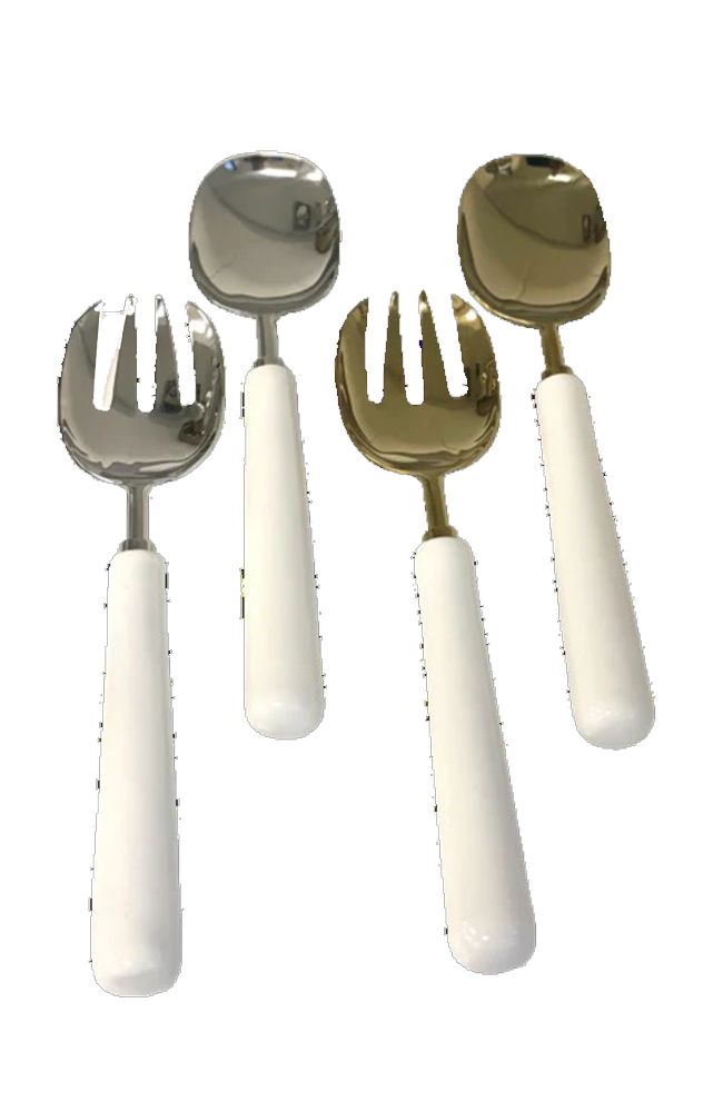 Nickel Enamel Salad Servers