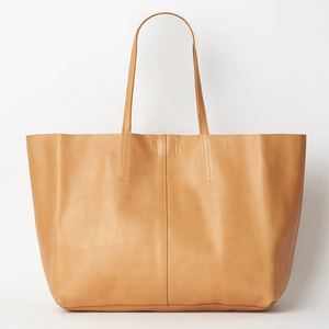 Unlined Leather Tote - Tan