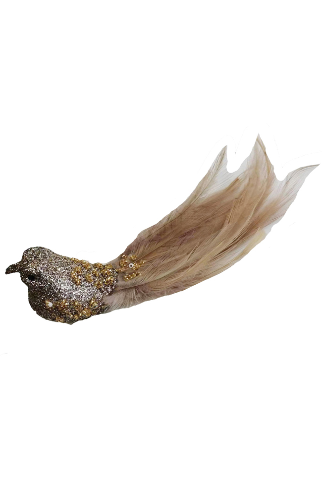 Clip On Bird Bugle Bead Gold