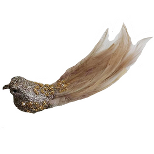 Clip On Bird Bugle Bead Gold