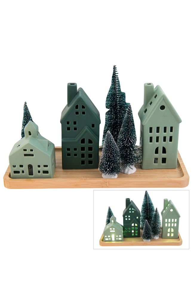 Christmas Led House Set - Green