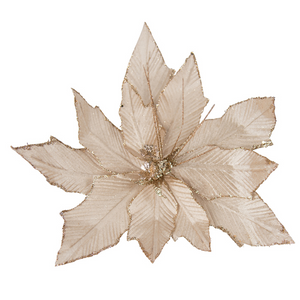 Clip On Poinsettia Shiny Champagne 11 Leaf