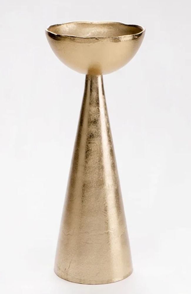 Gold Cone Pillar Candle Holder 26cm