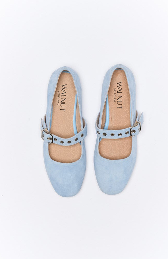 Bianca Leather Ballet - Sky Blue