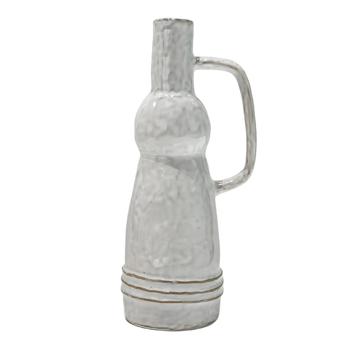 Lex Ceramic Stripe Jug Lge - White