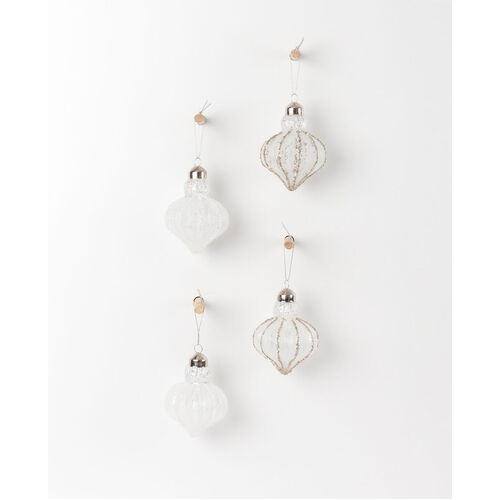 Alaska Frosted Glass Tapered Baubles Assorted