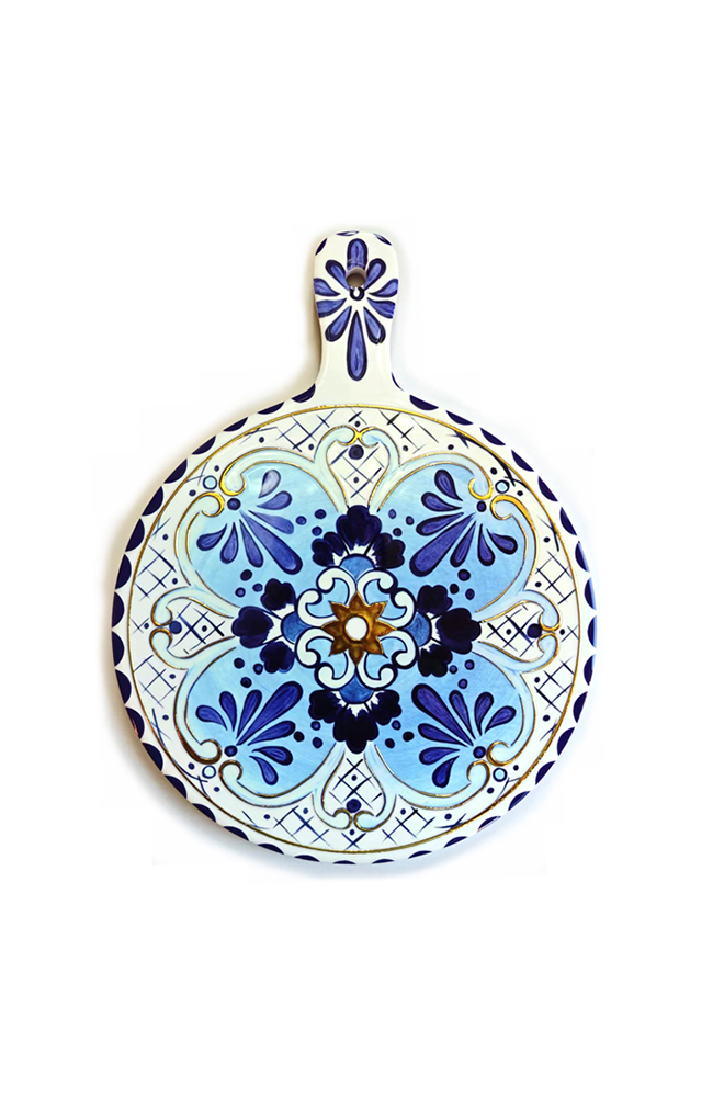 Harlow Ceramic Handled Trivet - Blue/Yellow