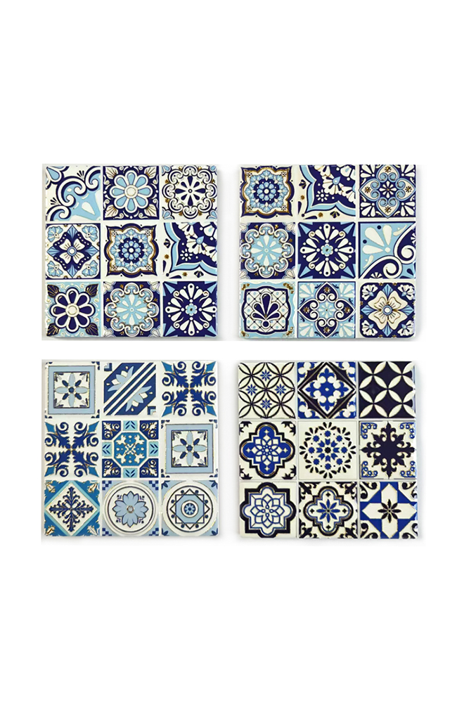 Harlow Ceramic Blue Coasters - Set of 4