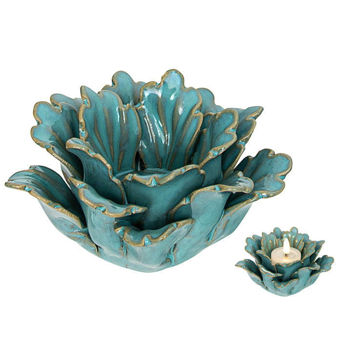 Spring Ceramic Candle Holder - Turquoise