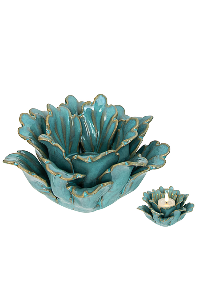 Spring Ceramic Candle Holder - Turquoise