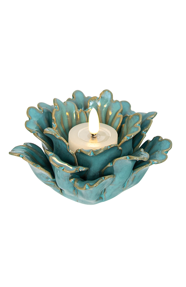 Spring Ceramic Candle Holder - Turquoise