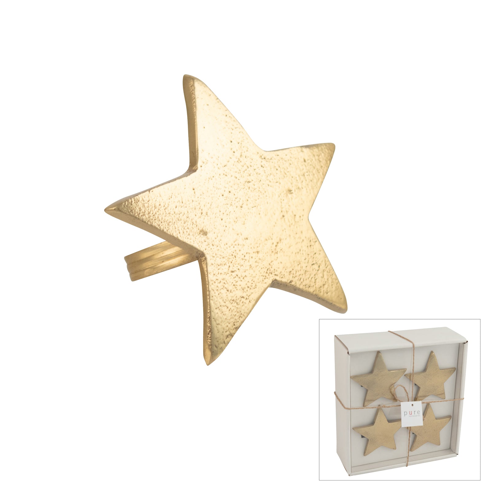 Star Gold Napkin Ring Holder - Set of 4