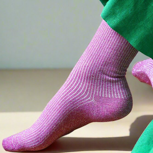 Glitter Lurex Socks - Fuchsia