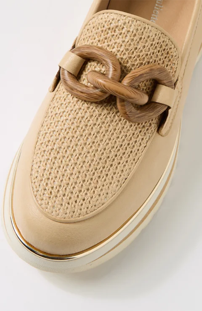Eggey Raffia Loafers - Camel Natural