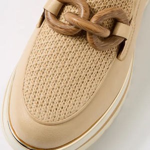 Eggey Raffia Loafers - Camel Natural