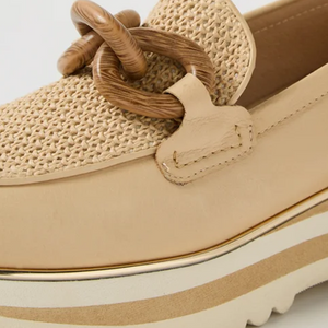 Eggey Raffia Loafers - Camel Natural