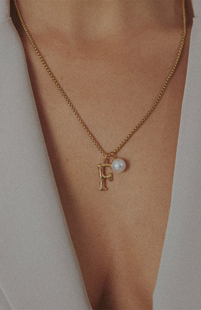 Pearl Letter F Necklace